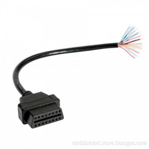 OBD2 16pin Female Connector to Open OBD Cable